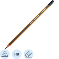 Карандаш чернографитный Deli HB 3-гранный, с ластиком, ,оранж/серый E37014