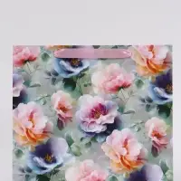Пакет подарочный &laquo;Цветы&raquo;, 27&times;23&times;11.5 см