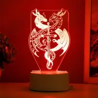 Светильник 3D RISALUX &laquo;Два дракона&raquo;, LED-ночник, белый, 10&times;9.5&times;16 см