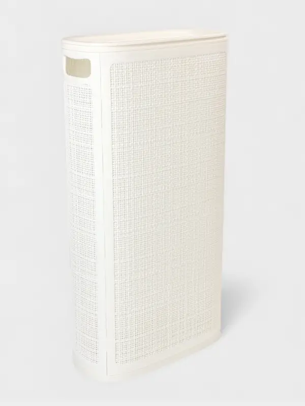 Плетёная корзина для белья с крышкой Плетёная корзина для белья с крышкой "Лён" 60л 43×20×80см, цвет белый