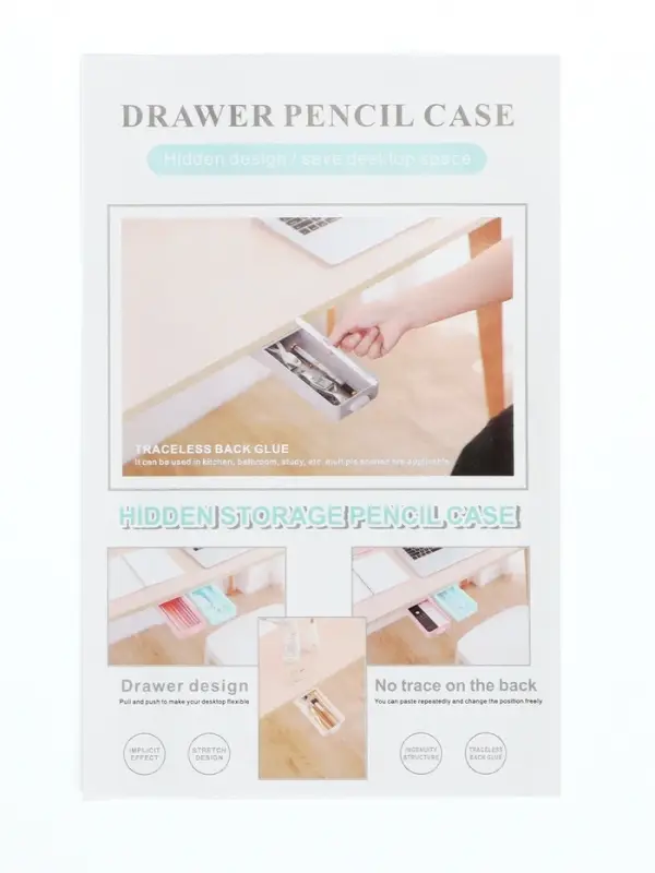 Ящик для хранения, скрытый потайной под стол, 20&times;9&times;4 см, голубой