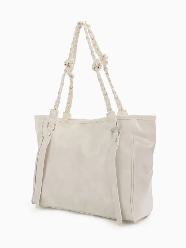 Сумка - шоппер женская на молнии, 44&times;10&times;29 см, однотонная, белая