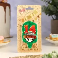 Свеча для торта «С Днем рождения»,14 лет, футбол, 6.5 см