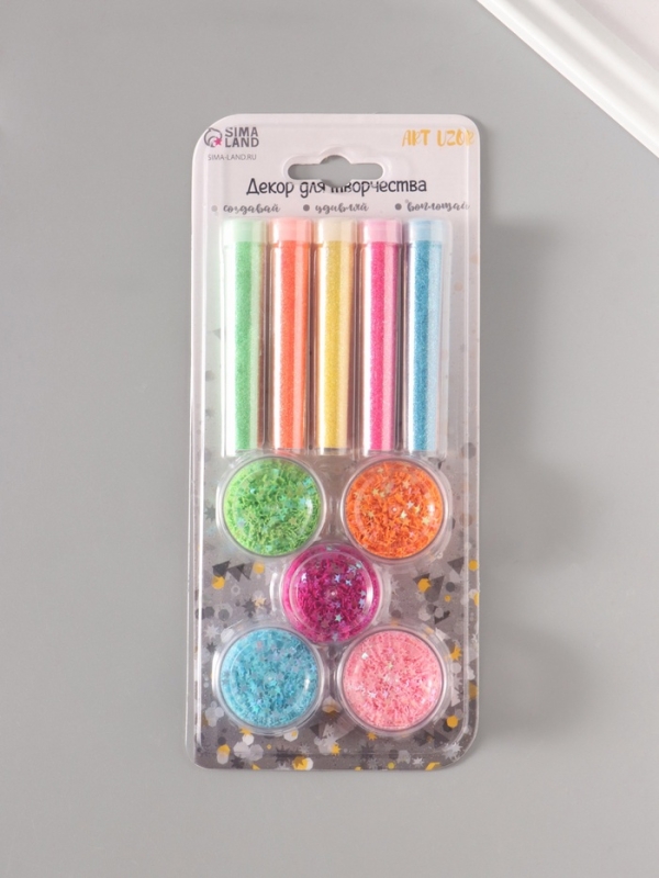 Глиттер Глиттер "Пудра и звёзды" неон набор 5х6 гр и 5х5 гр 21,4х9,3 см