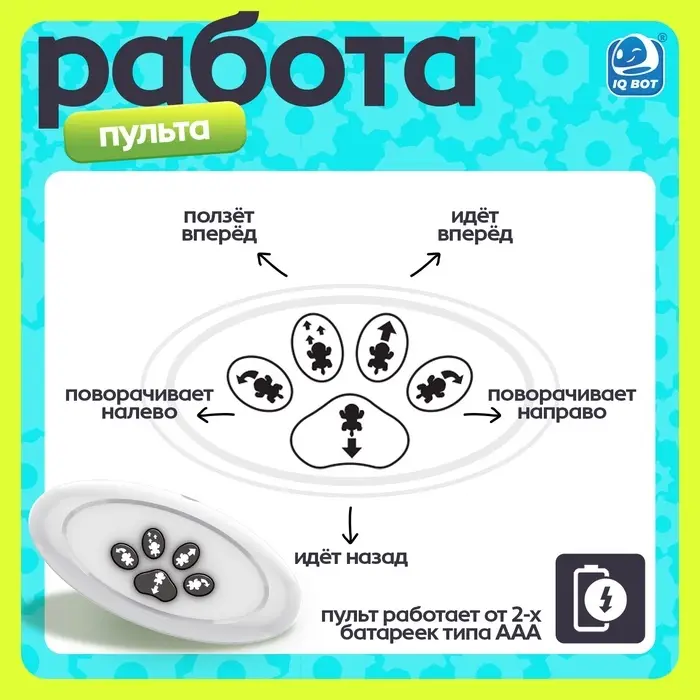 Робот динозавр &laquo;Питомец&raquo; IQ BOT, на пульте управления, интерактивный: звук, свет, на батарейках