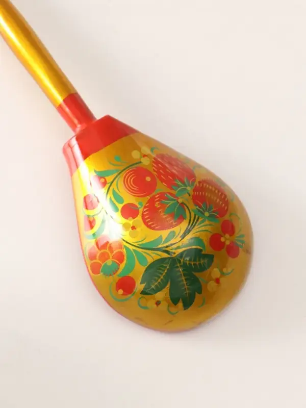Ложка деревянная &laquo;Наша традиция&raquo;, полубаская, ручная роспись, 18.5&times;6.5 см, хохлома