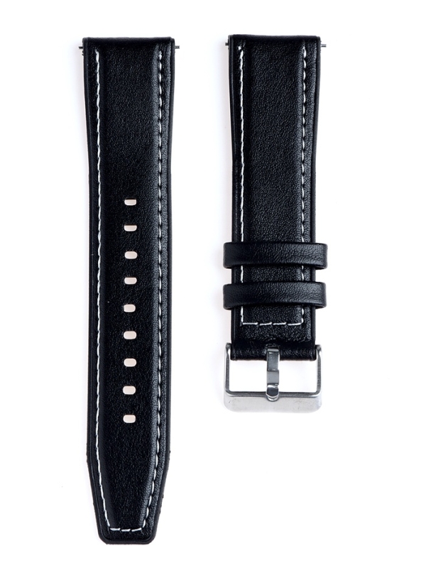 Ремешок для часов с быстросъемными шпильками, 22 мм, экокожа, l-22 см, черный