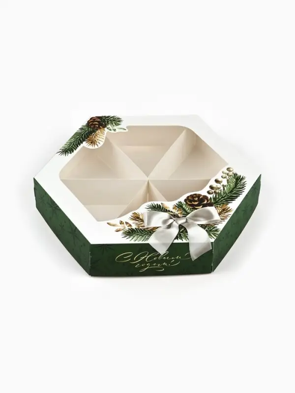 Коробка складная &laquo;С Новым годом!&raquo;, еловые веточки, 20&times;23&times;4 см