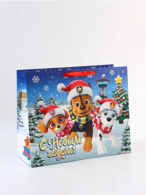 Пакет подарочный «С Новым годом!», Щенячий патруль,  XL 40 × 49 × 19 см