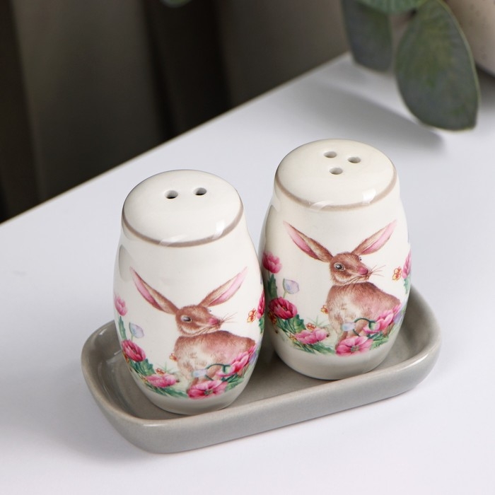 Набор для специй Доляна «Зайка», 2 предмета: солонка, перечница, 130 мл Набор для специй Доляна «Зайка», 2 предмета: солонка, перечница, 130 мл