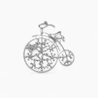 Брошь &laquo;Велосипед&raquo;, ретро, белая в серебре