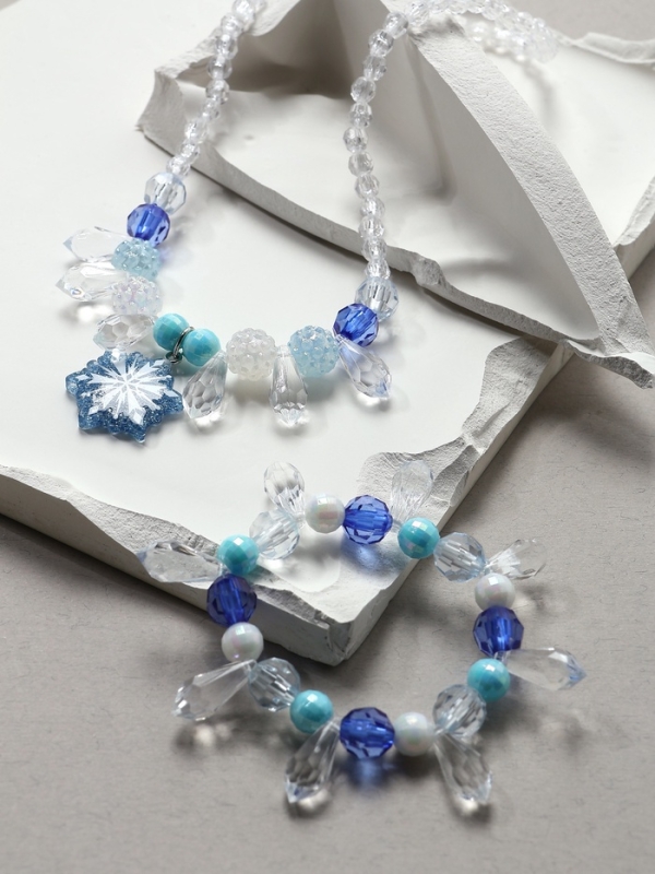 Набор детский Набор детский "Выбражулька" 2 пр-та: кулон, браслет, снежинка, цвет бело-голубой