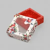Коробка под 4 конфеты новогодняя &laquo;Снегири&raquo;, 10.5&times;10.5&times;3.5 см
