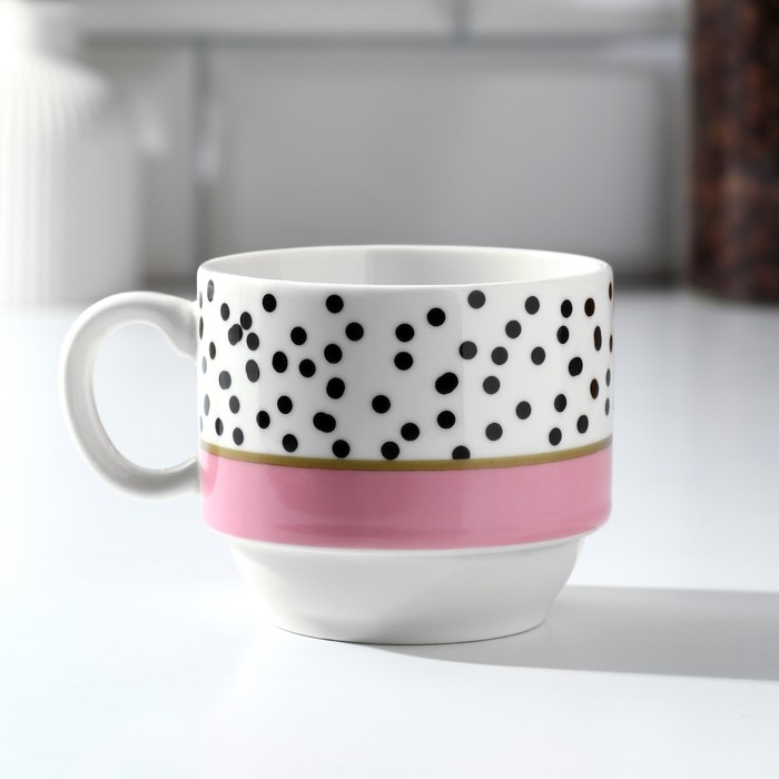Набор кружек из керамики «Горошек», 4 шт, 150 мл, на металлической подставке, цвет белый Набор кружек из керамики «Горошек», 4 шт, 150 мл, на металлической подставке, цвет белый