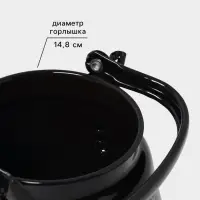 Чайник эмалированный &laquo;Чёрный мрамор&raquo;, 3.5 л, металлическая ручка