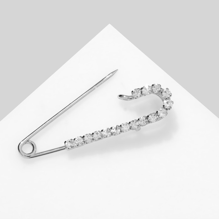 Булавка «Классика» россыпь, 4,5 см, цвет белый в серебре Булавка «Классика» россыпь, 4,5 см, цвет белый в серебре