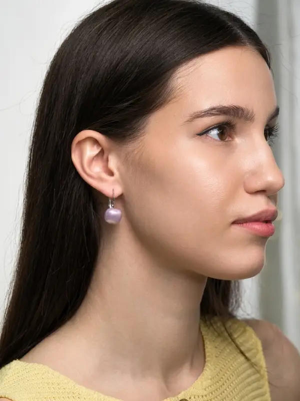 Серьги пластик &laquo;Майорика. Квадрат&raquo;, фиолетовые в серебре