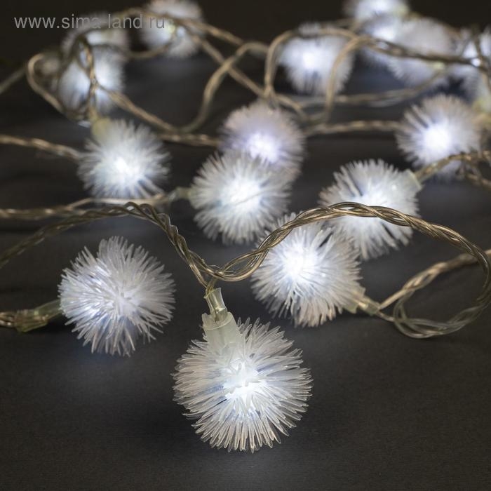 Гирлянда «Нить» 5 м с насадками «Ёжики белые», IP20, прозрачная нить, 30 LED, свечение белое, 8 режимов, 220 В Гирлянда «Нить» 5 м с насадками «Ёжики белые», IP20, прозрачная нить, 30 LED, свечение белое, 8 режимов, 220 В