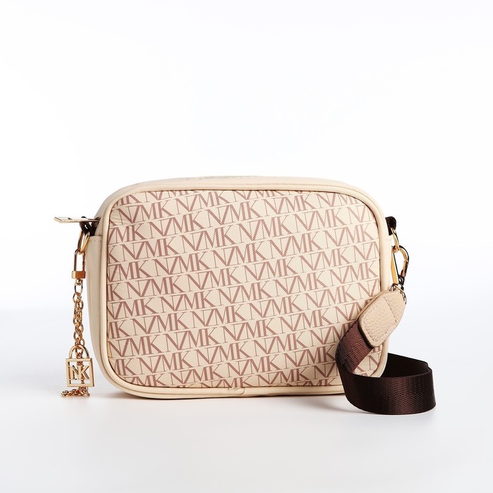 Сумка женская молодёжная текстильная NK, 19х14х6 см, бежевый цвет Сумка женская молодёжная текстильная NK, 19х14х6 см, бежевый цвет