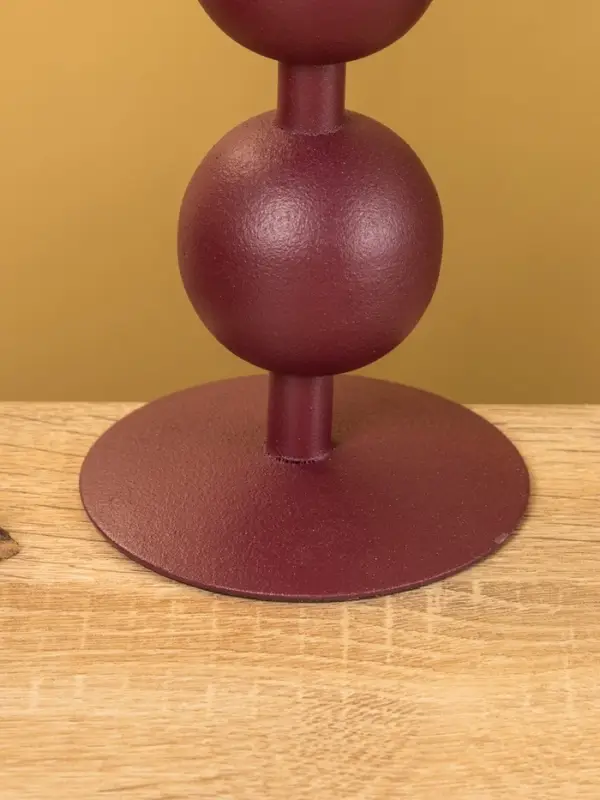 Подсвечник на 1 свечу текстурный  Подсвечник на 1 свечу текстурный "Баклажановый" с 2 сферами 8,5х8,5х18 см