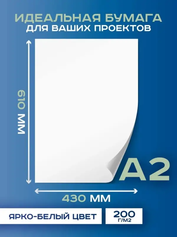 Набор ватманов чертёжных А2, 100 листов, 200 г/м&sup2;, ГОЗНАК