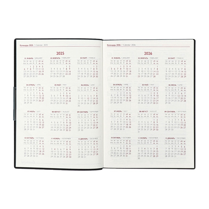 Еженедельник датир 2025г мягк обл иск кож А6+ 80л ESCALADA, тис ф, кр бл 70 г/м², чёрный Еженедельник датир 2025г мягк обл иск кож А6+ 80л ESCALADA, тис ф, кр бл 70 г/м², чёрный