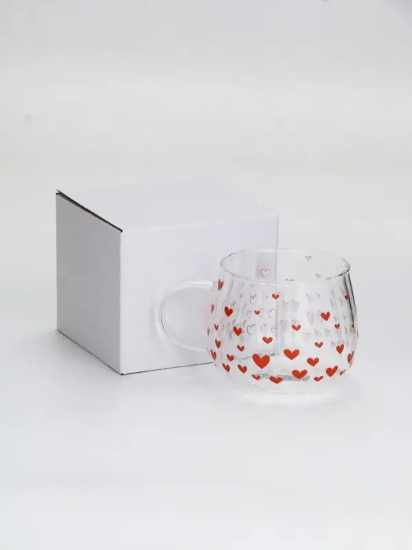 Кружка стеклянная «Сердечки», 350 мл