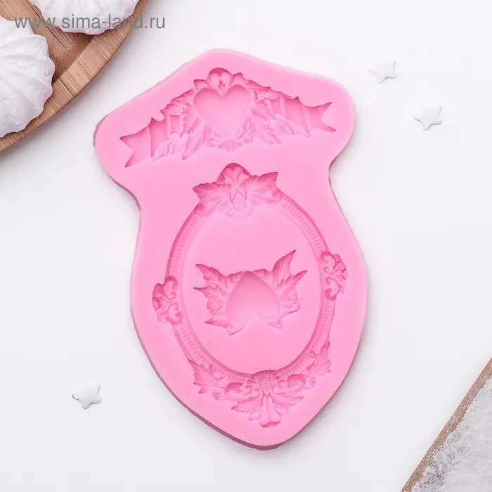 Молд «Сердца, рамка, лепнина», силикон, 12,5×8,2×1,1 см, цвет МИКС