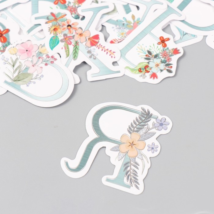 Наклейки для творчества Наклейки для творчества "Цветочный алфавит" тиснение серебро набор 33 шт 9х7х0,8 см