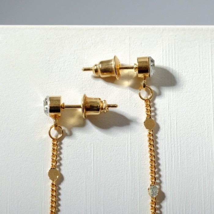 Серьги висячие «Цепь» с кругом, цвет белый в золоте, 5,5 см Серьги висячие «Цепь» с кругом, цвет белый в золоте, 5,5 см