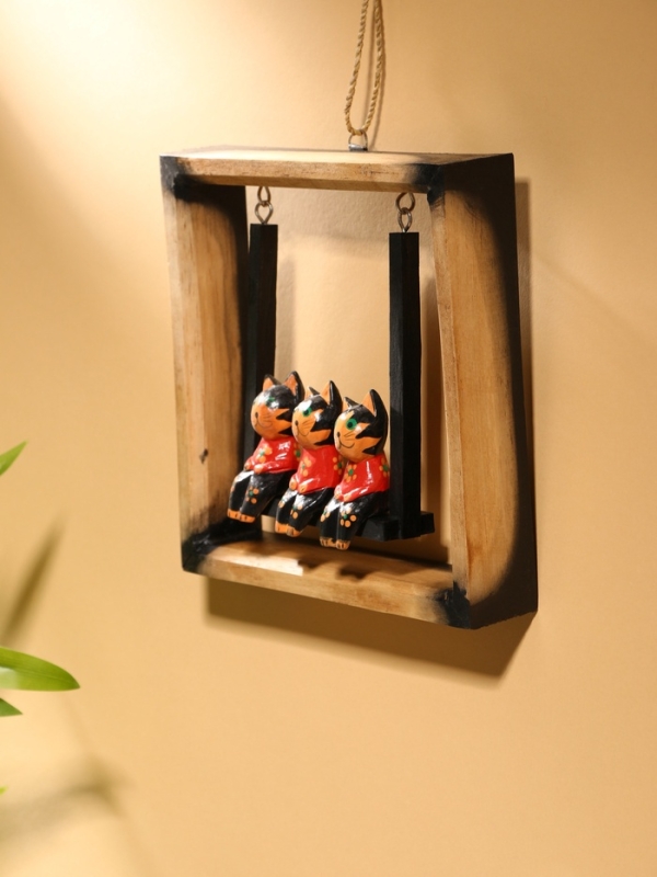 Сувенир интерьерный Сувенир интерьерный "Кошки на качелях" дерево 19х19 см