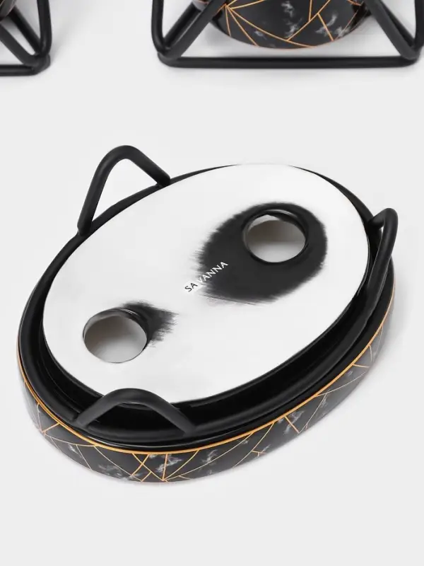 Аксессуары для ванной SAVANNA &laquo;Геометрика&raquo;, 3 предмета, мыльница, дозатор для мыла 290 мл, стакан, чёрные