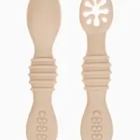 Ложка детская для прикорма, силикон, набор 2 шт., бежевый M&B