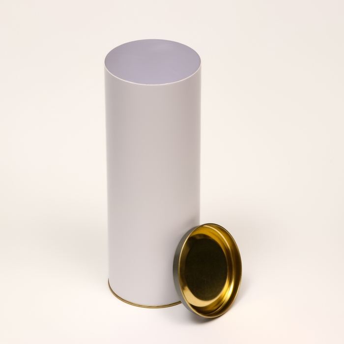 Тубус 92 х 260 мм (240 мм внутр. высота) под футболку, картон, белая, металлическая крышка Тубус 92 х 260 мм (240 мм внутр. высота) под футболку, картон, белая, металлическая крышка