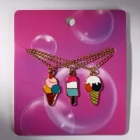 Кулоны парные на цепочке &laquo;Виды мороженого&raquo;, 45 см, цветные в золоте