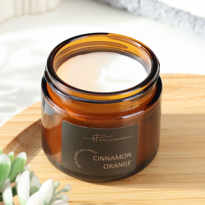 Свеча ароматическая в банке  Свеча ароматическая в банке "CINNAMON ORANGE", соевый воск, 50 г, апельсин и корица