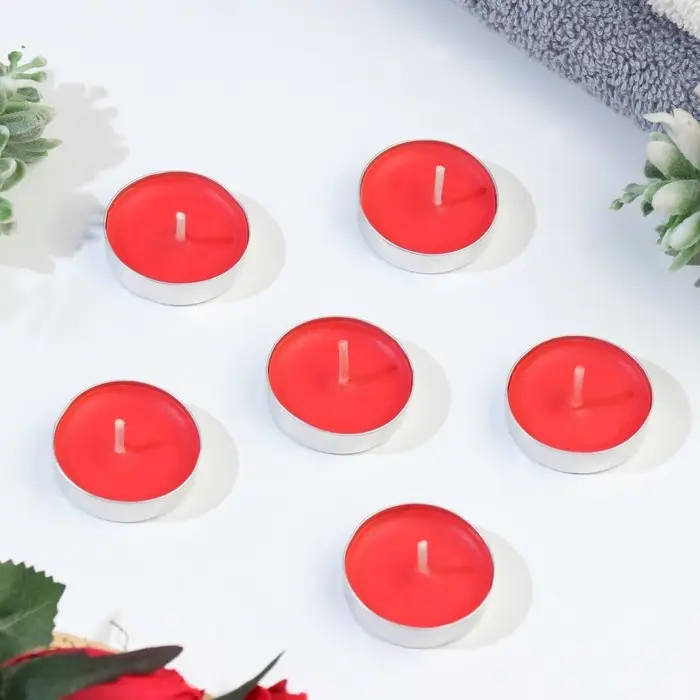 Набор свечей чайных ароматических, 6 шт, клубника, 8 марта Набор свечей чайных ароматических, 6 шт, клубника, 8 марта