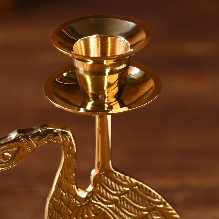 Подсвечник "Журавль" латунь 12,х7,8х23 см