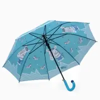 Зонт-трость детский п/авт R43/50 П/Э ЗЕБРА ручка-крюк бирюзовый пакет