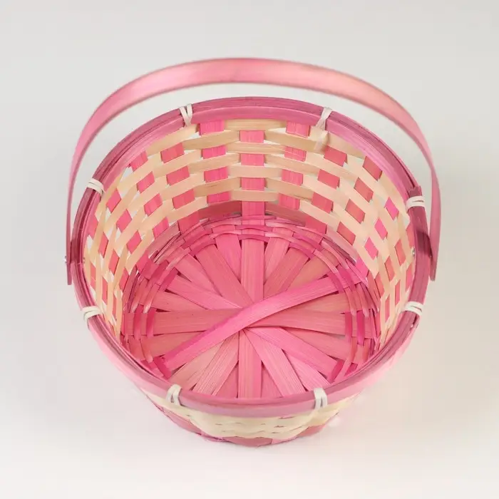 Корзина плетёная, бамбук, 21&times;21&times;10/24 см, розовая