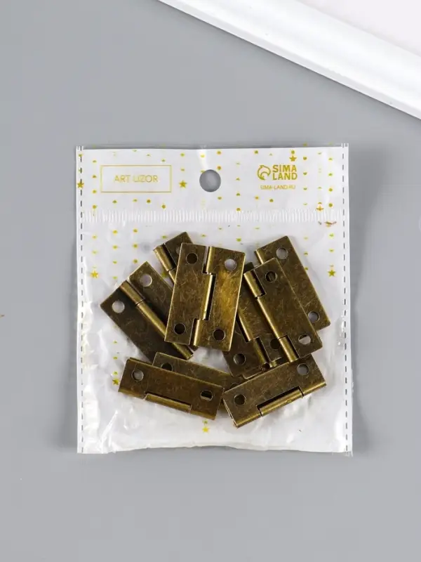 Петля для шкатулки металл с прямыми углами бронза набор 10 шт 2,2х3,68 см Петля для шкатулки металл с прямыми углами бронза набор 10 шт 2,2х3,68 см