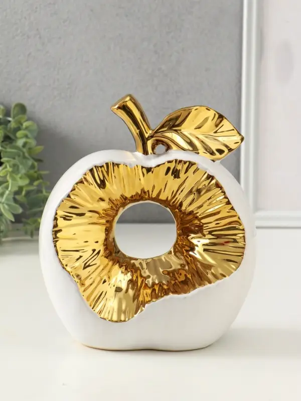 Сувенир керамика Сувенир керамика "Срез яблока" белый с золотом 11х18х22 см
