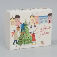 Коробка складная «Новогодняя суета», 20 х 17 х 6 см