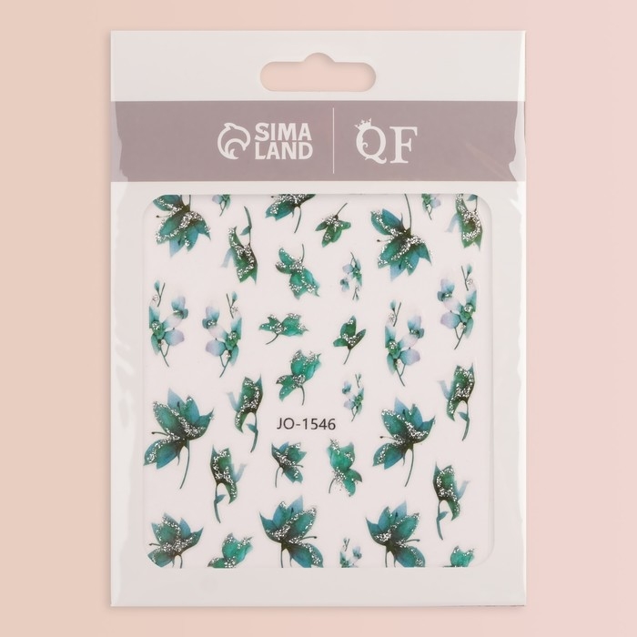 Наклейки для ногтей «Свежесть», с блёстками, цвет зелёный Наклейки для ногтей «Свежесть», с блёстками, цвет зелёный