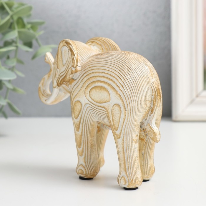 Сувенир полистоун Сувенир полистоун "Белый слон с золотом - слои" 12х5х10 см