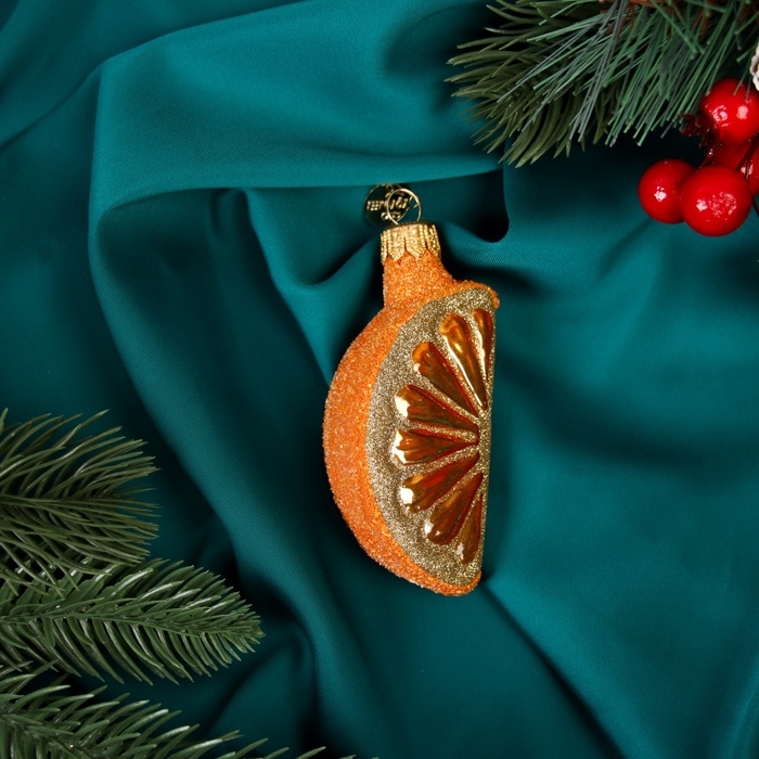 Елочное украшение Елочное украшение "Долька апельсина"., в подарочной упаковке, h-7 см