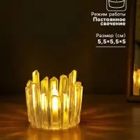 Светодиодная свеча LED - ночник RISALUX &laquo;Снежная королева&raquo;, от батареек 3&times;LR1130, прозрачный, 5.5&times;5.5&times;5 см