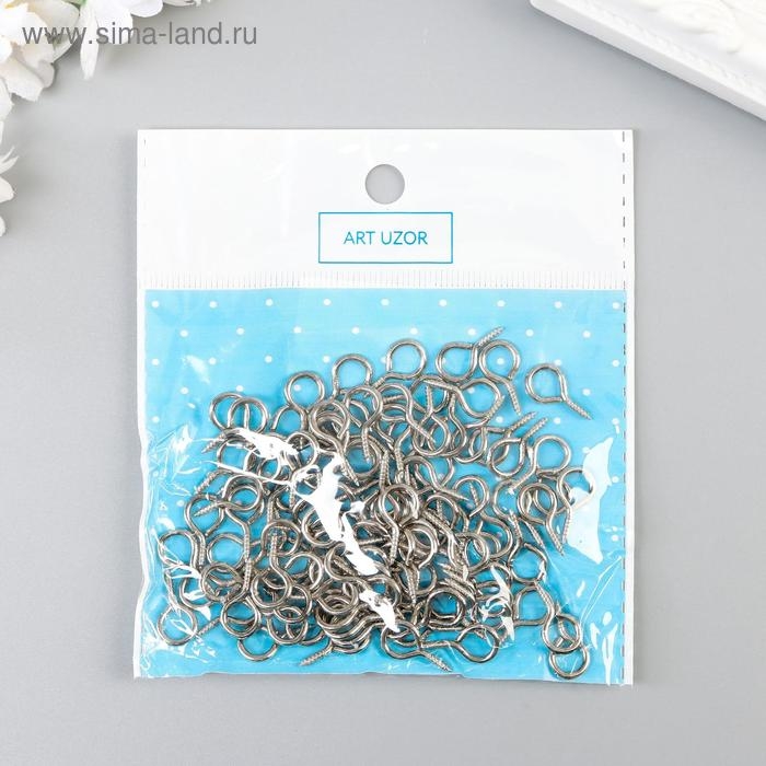 Винт-глазок для крепления картин, фоторам серебро (набор 100 шт) 1,8х0,9 см Винт-глазок для крепления картин, фоторам серебро (набор 100 шт) 1,8х0,9 см