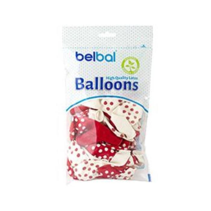 Шар латексный 14" &laquo;Горох арт&raquo;, пастель, шелкография, набор 25 шт., цвет красный, белый, МИКС