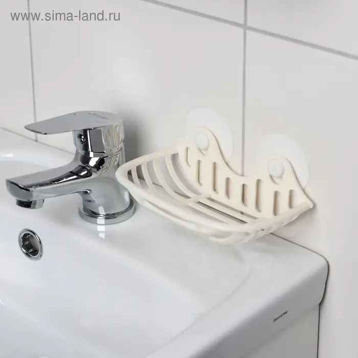 Мыльница на присосках Полимербыт, пластик, 16&times;10&times;6.5 см, МИКС